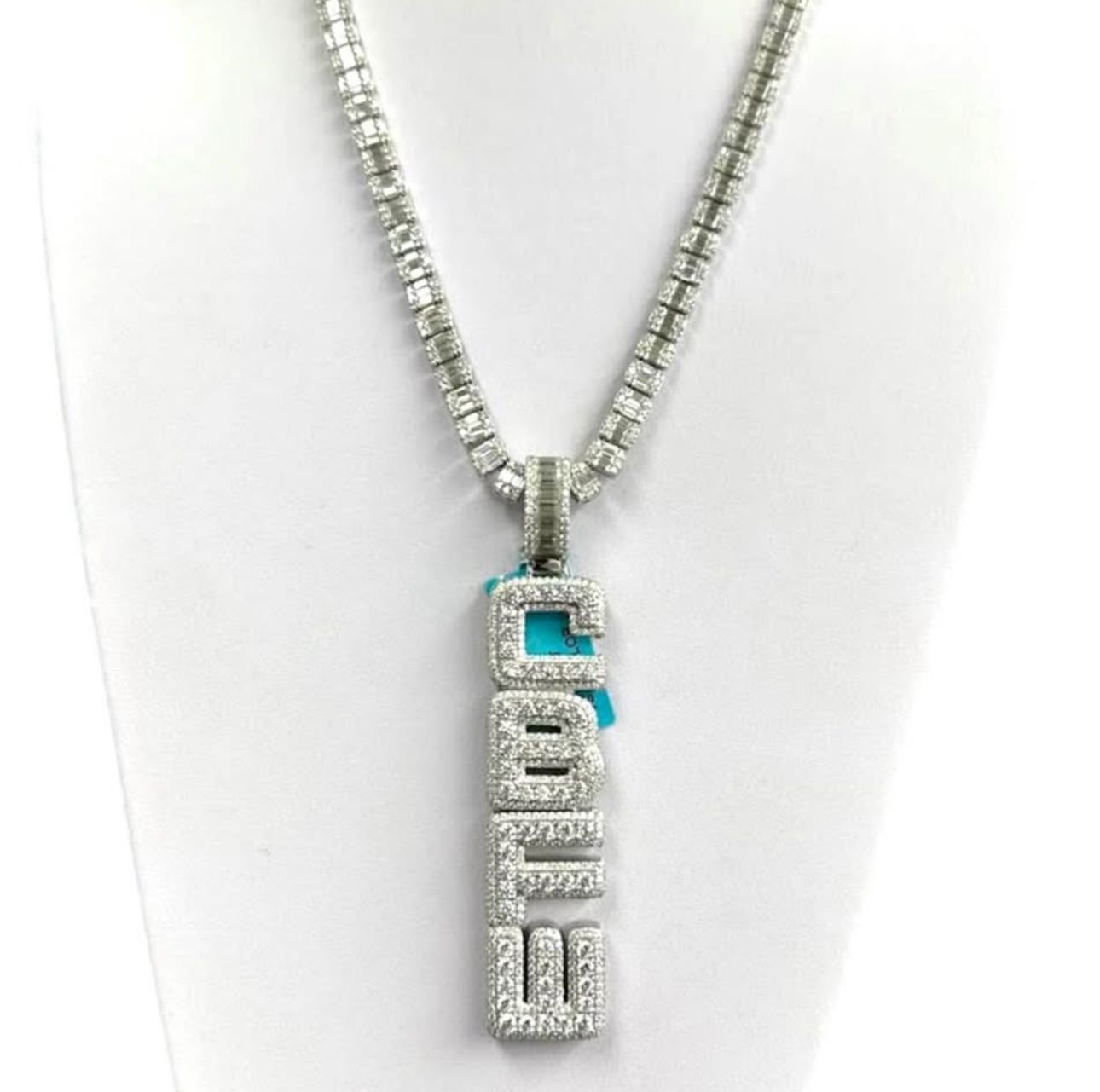 Vertical CBFW Moissanite Pendant 925 Silver Custom